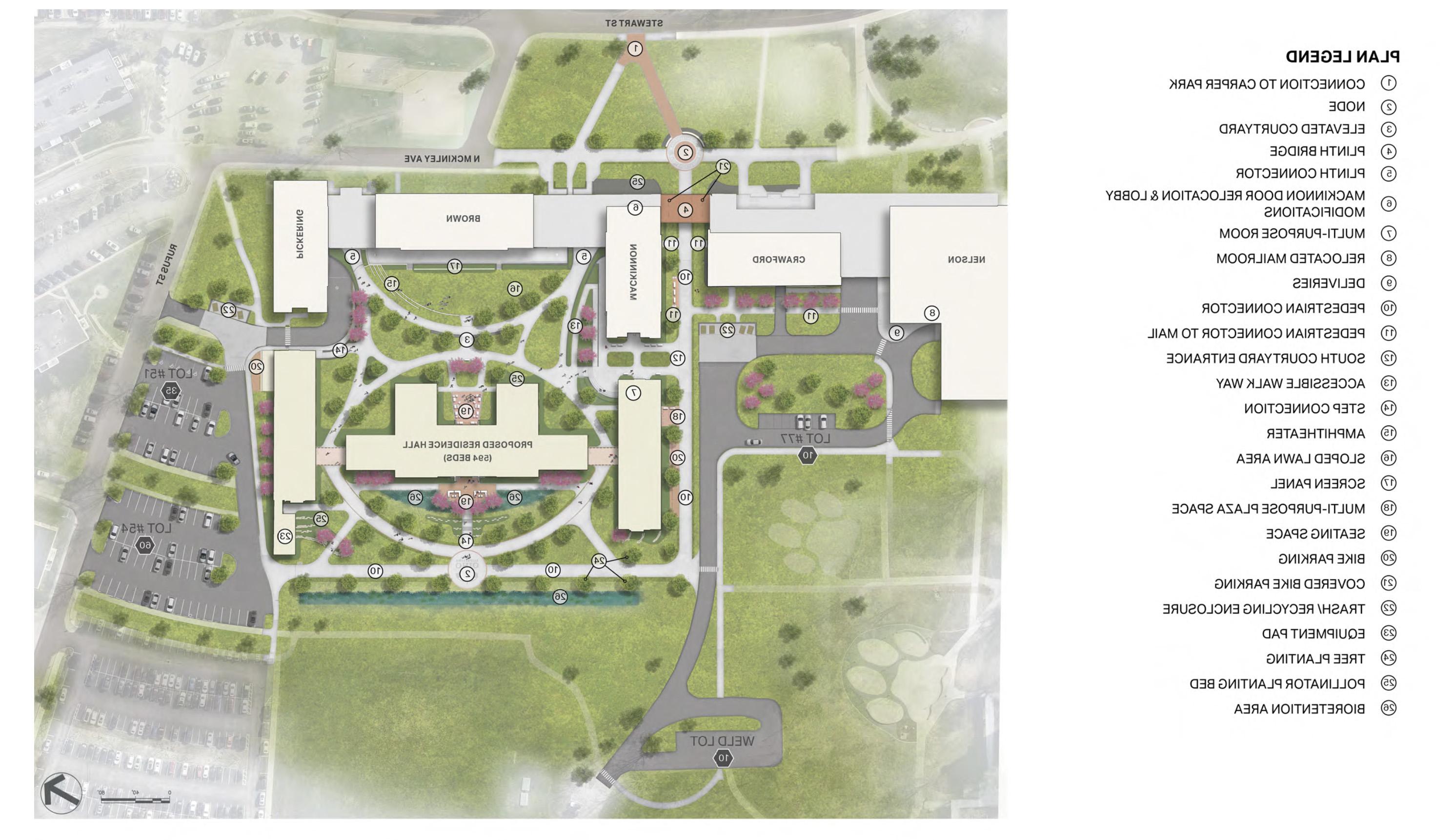 Rendering of the Housing master plan site plan including a map of the proposed plan